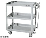 ステンレススーパーワゴン（SUS430/プレート式エラストマー車/スチール金具仕様/ハンドブレーキ付）W600×D400×H880mm　SAP4-6083HBE