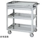 ステンレススーパーワゴン（SUS430/プレート式ナイロンウレタン車/スチール金具仕様/引出付）W750×D500×H880mm　SAP4-7583ANUJ