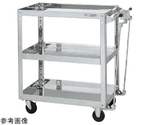 ステンレススーパーワゴン（SUS430/プレート式導電性ゴム車/スチール金具仕様/ハンドブレーキ付）W750×D500×H880mm　SAP4-7583HBDC
