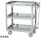 ステンレススーパーワゴン（SUS430/プレート式ナイロンウレタン車/スチール金具仕様/ハンドブレーキ付）W750×D500×H880mm　SAP4-7583HBNU