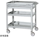 ステンレススーパーワゴン（SUS304/ねじ込み式ナイロンウレタン車/スチール金具仕様/引出付）W600×D400×H880mm　SAS3-6083ANU