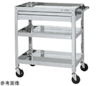 ステンレススーパーワゴン（SUS430/ねじ込み式導電性ゴム車/スチール金具仕様/引出付）W600×D400×H880mm　SAS4-6083ADC