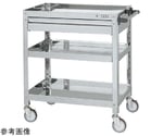 ステンレススーパーワゴン（SUS430/ねじ込み式ナイロンウレタン車/スチール金具仕様/引出付）W600×D400×H880mm　SAS4-6083ANU