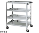 ステンレススーパーワゴン（SUS430/ねじ込み式導電性ゴム車/スチール金具仕様）W600×D450×H1100mm　SAS4-64114DC