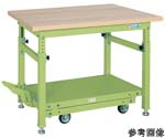 重量ペダル昇降移動式作業台（TKW/耐荷重500kg/木目メラミン天板/W1200×D800×H740～1040mm）　TKW-128MD