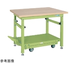 重量ペダル昇降移動式作業台（TKW/耐荷重500kg/木目メラミン天板/W1800×D800×H740～1040mm）　TKW-188MD