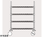 配膳カート ワイヤーシェルフ4段 奥行610mm仕様（トップハンドルTH610×2本）　ASCH4T-NL1070B