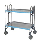 7-2909-11 折りたたみ式ワゴン 613×505×838mm 2段 シルバー HEA-2