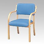 木製スタッキングチェア 合皮張り（アーム付き） 完成品 ブルー 1セット（2台入）　61-433-42-8