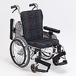 超低床コンパクト車椅子　（自走式／アルミ製／茶チェック）　AR-911S S-1