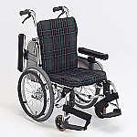 超低床コンパクト車椅子　（自走式／アルミ製／緑チェック）　AR-911S S-2